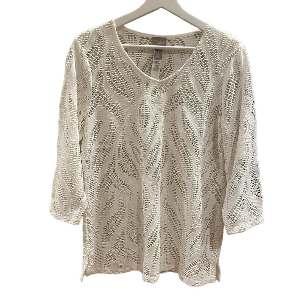 Chico’s White Cutout Coverup Shirt